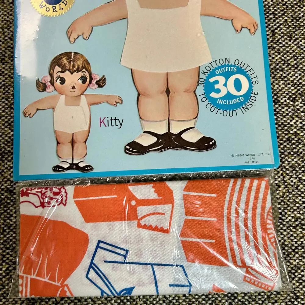 1970s Kotton Kutie Magic Touch-On Cotton Clothes Paper‎ Doll Unused